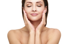 woman great skin from microneedling - microneedling in englewood service concept